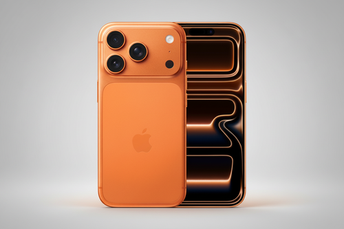 iPhone 17 Pro Cosmic Orange con fondo de estudio