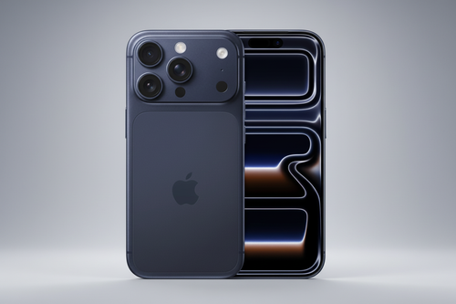 iPhone 17 Pro Deep Blue con fondo de estudio